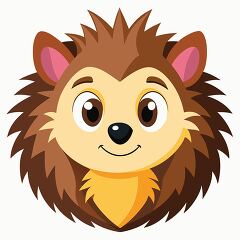 cartoon hedgehog with fluffy brown fur