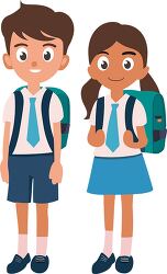 cartoon illustration of a boy and a girl in school uniforms