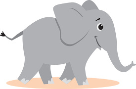 cartoon of an elephant standing on a white background gray color
