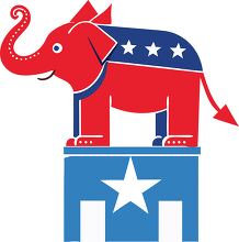 Cartoon of the GOP elephant on a platform