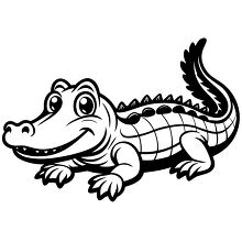 Cartoon style alligator clipart with detailed scales