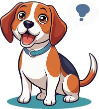 cartoon style beagle dog sits