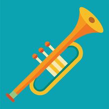 cartoon trumpet in bright colors