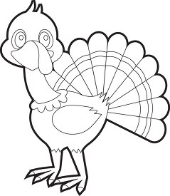 cartoon turkey with a big smile on its face black outline clip a