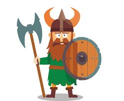 cartoon viking warrior with a horned helmet clipart