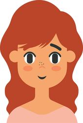 cartoon woman with red hair and freckles smiling