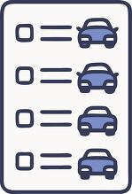 checklist with cars and empty checkboxes on the left