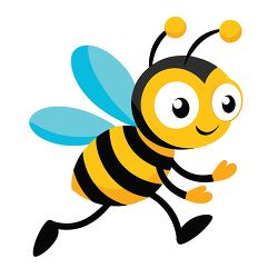 cheerful cartoon bee with black yellow stripes