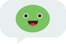 cheerful green emoji with a wide smile inside