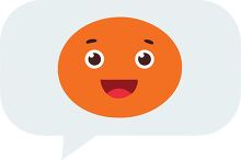 cheerful orange emoji face smiling widely