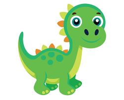 cheerful smiling baby green dinosaur with spikes clipart
