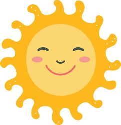cheerful sun with a smiling face and decorative yellow ray clipa