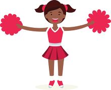 cheerleader jumping with pom poms in both hands