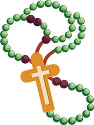 Christian green rosary beads with a cross