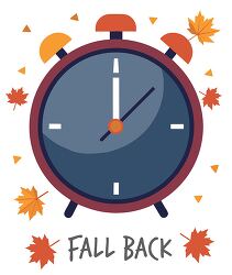 clock with fall back written on it surrounded fall foliage