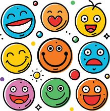 collection of colorful happy smiley faces