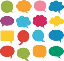 collection of speech bubbles in blue green red and yellow