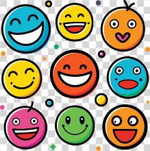 collection of vibrant smiley faces