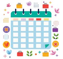 colorful calendar with surrounding fun elements