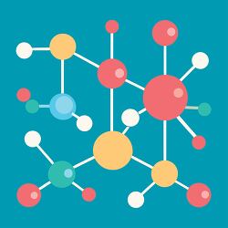 Colorful Molecular Structure Illustration with Atoms and Bonds