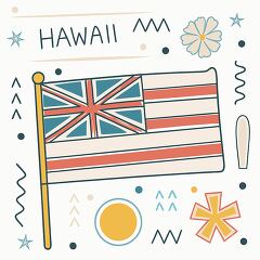 A creative illustration showcases Hawaii's flag, featuring a unique blend of colors and design elements.