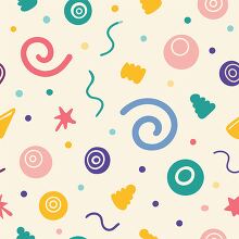 colorful seamless vector pattern with swirls dots