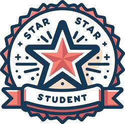 colorful star student badge