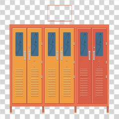 Colorful Student Lockers Lined up in a Hallway