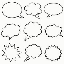 communication speech bubbles in black outline