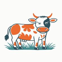 cow with one black and one orange spot