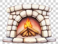 A vintage style fireplace with a stone facade showcases a lively fire burning brightly. Wooden logs are stacked neatly, creating a warm and inviting atmosphere perfect for a chilly evening.