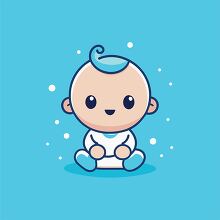 cute adorable baby boy with diaper sits on a blue background