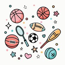 Cute and colorful sports icons for kids