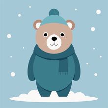 cute bear wearing a blue winter outfit