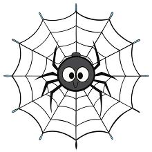 cute black spider on a web clipart