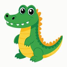 cute cartoon alligator with a happy expression clipart