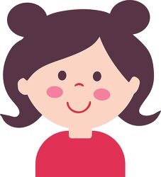 Cute cartoon illustration of a girl with pigtails clipart