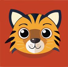 cute cartoon style tiger face animal animal icon