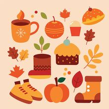 cute collection of autumn elements with warm colors