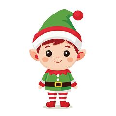 cute elf in festive attire holding a beautifully wrapped present