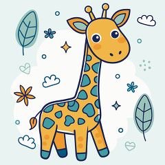 cute giraffe with orange cheeks and a long neck