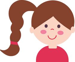 cute girl with a ponytail and a red shirt clipart