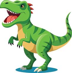 cute green cartoon T Rex with sharp teeth clipart
