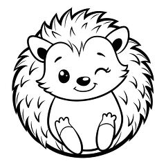 Cute hedgehog illustration with a friendly wink and fluffy quill