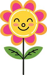 Cute sunflower character with orange petals and a smiling yellow face