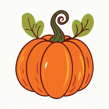 cute pumpkin illustration with curly stem