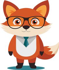 cute studious fox wearing oversized glasses stands upright and s