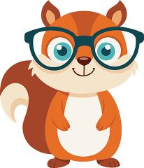 cute studious squirrel weaing big glasses