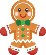 decorated christmas gingerbread man with a green bow tie