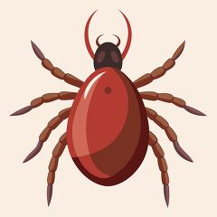 detailed illustration of a brown tick with visible legs and antennae